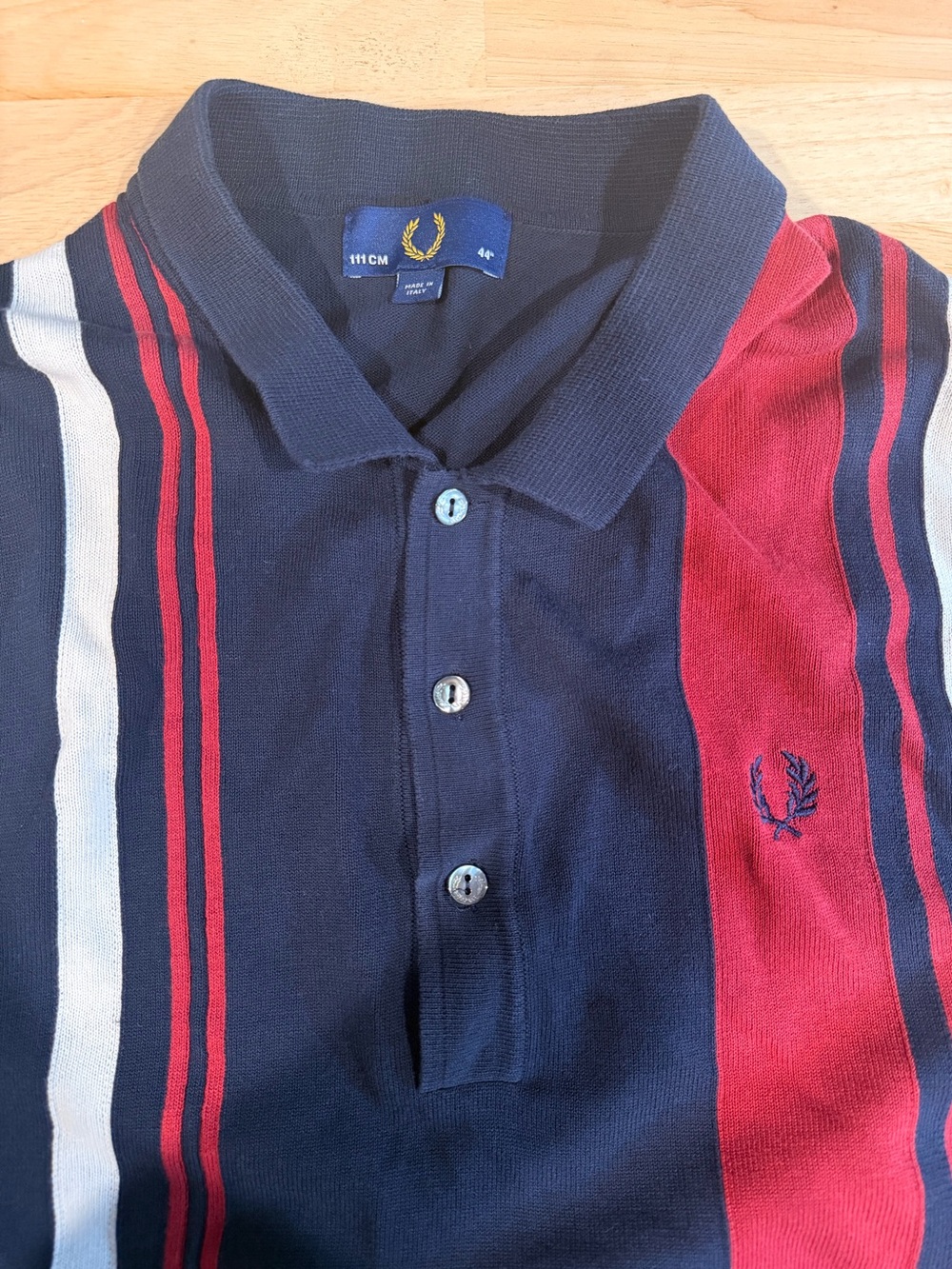 Fred Perry Navy Crewneck Cotton Knitted Shirt